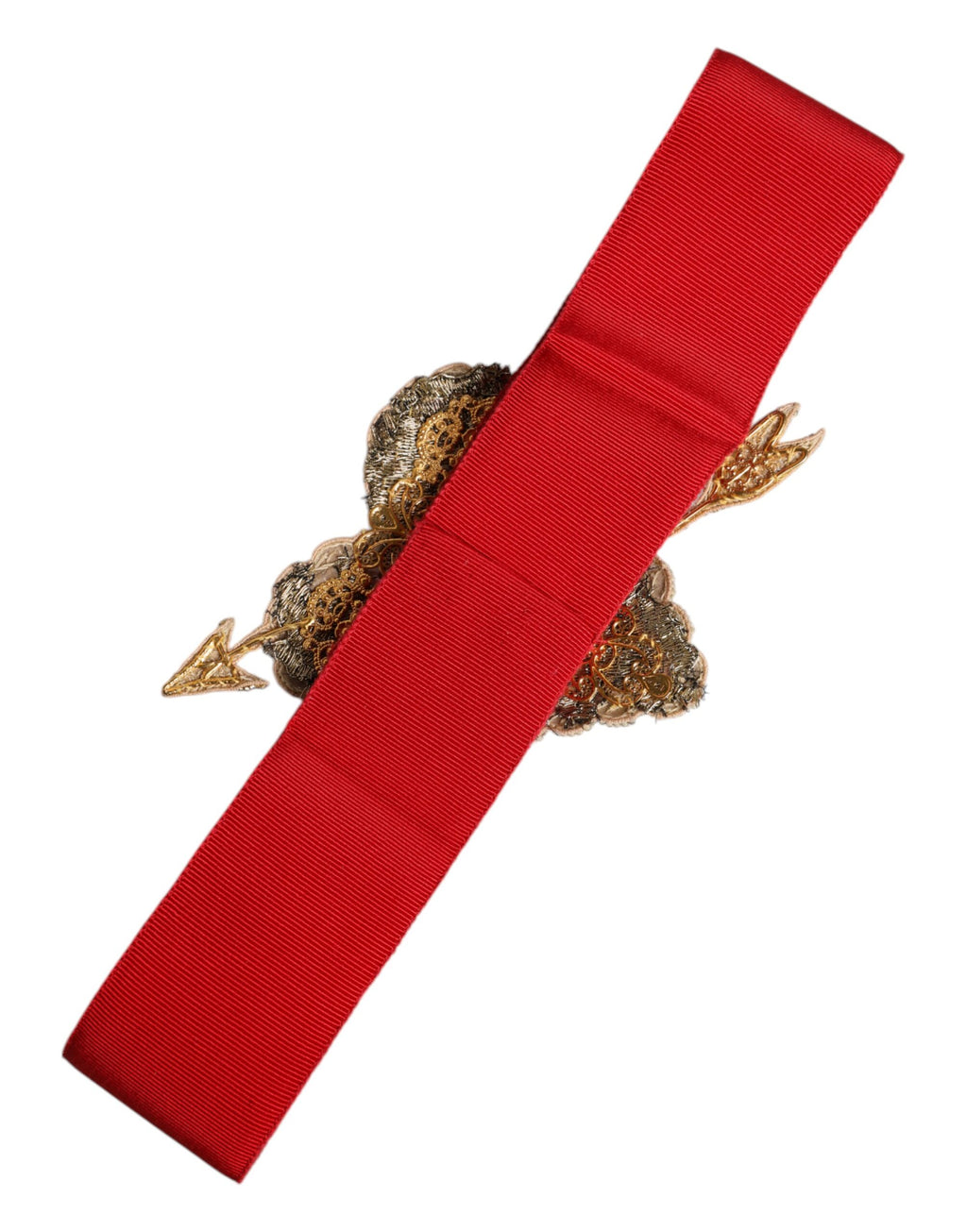 Dolce & Gabbana Red Stretch Belt with Heart Embellishment and Wide Waist