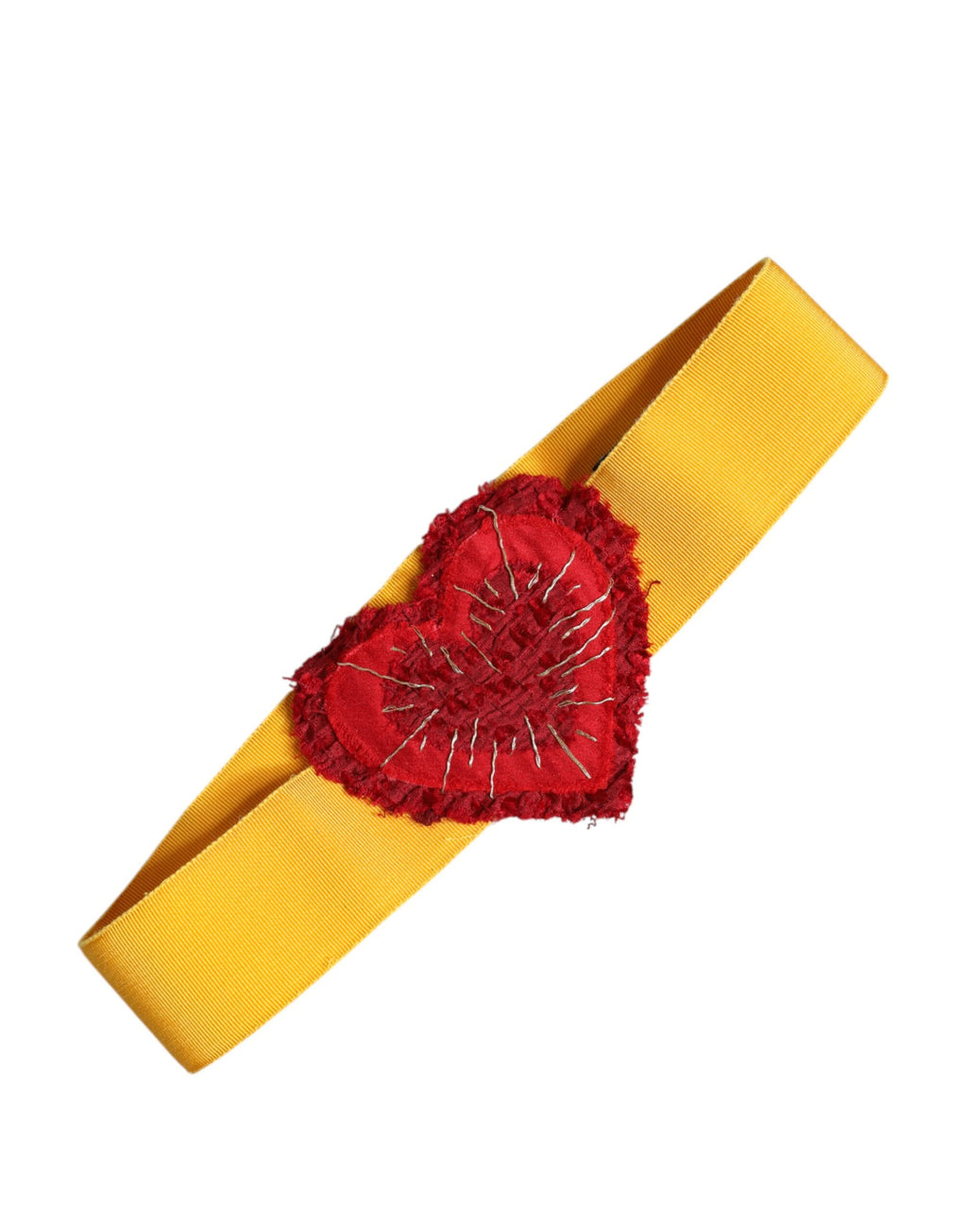 Dolce & Gabbana Yellow Stretch Belt with Wide Waist and Heart Embellishment