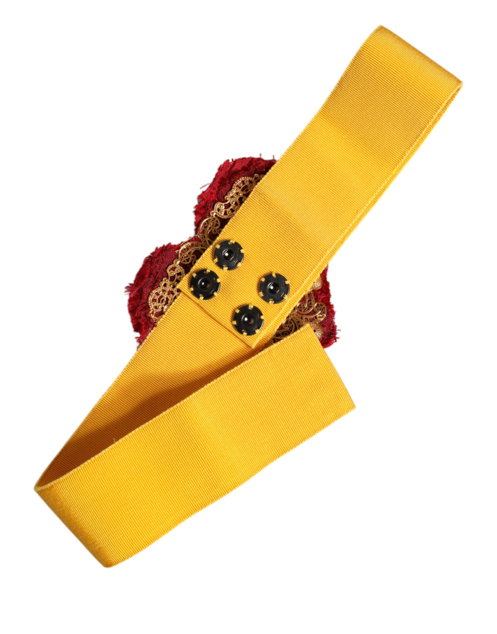 Dolce & Gabbana Yellow Stretch Belt with Wide Waist and Heart Embellishment