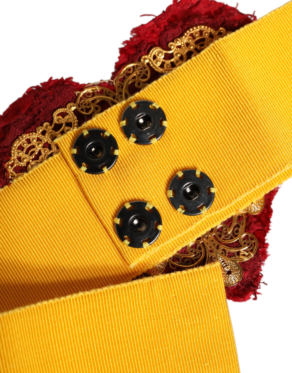 Dolce & Gabbana Yellow Stretch Belt with Wide Waist and Heart Embellishment