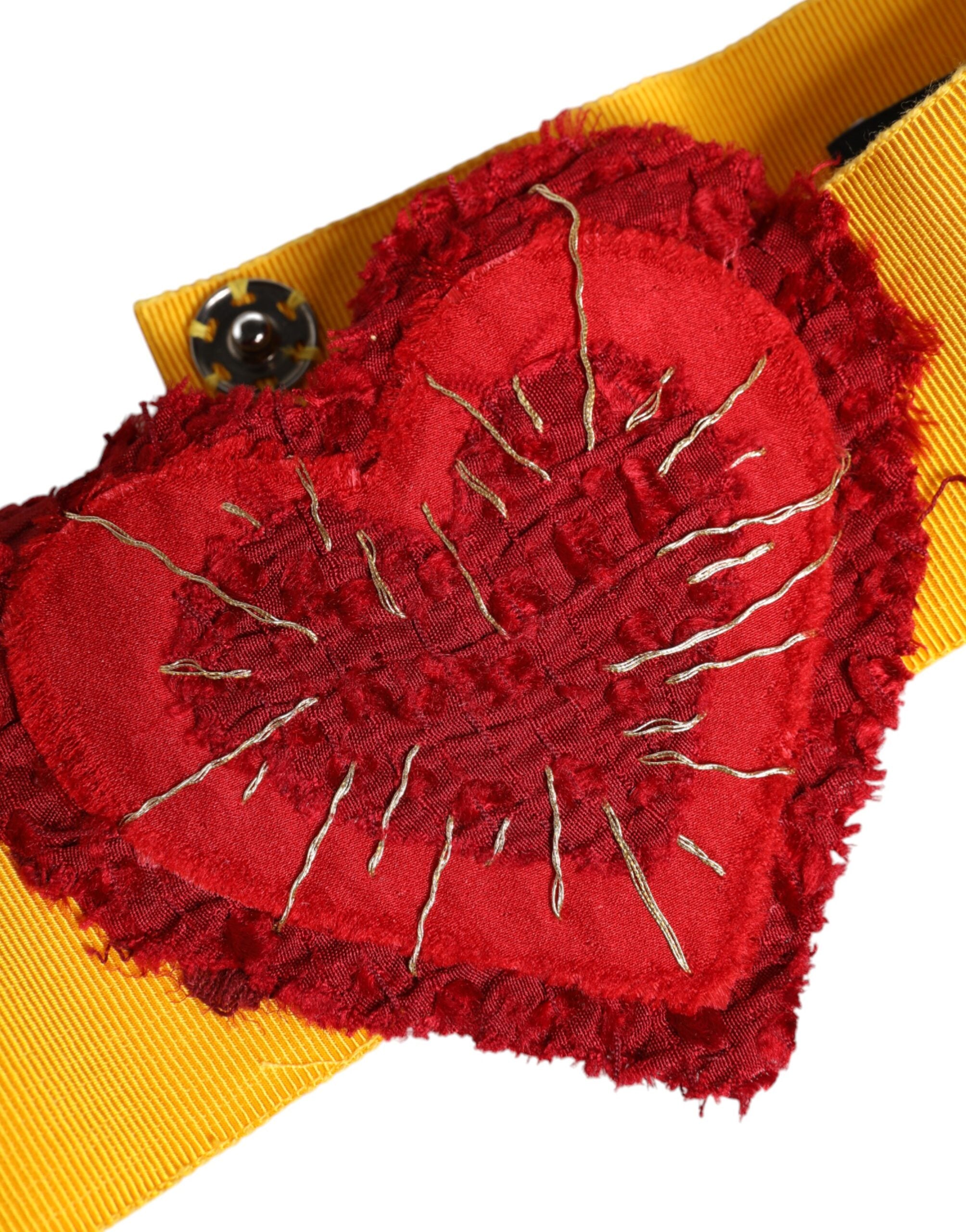 Dolce & Gabbana Yellow Stretch Belt with Wide Waist and Heart Embellishment
