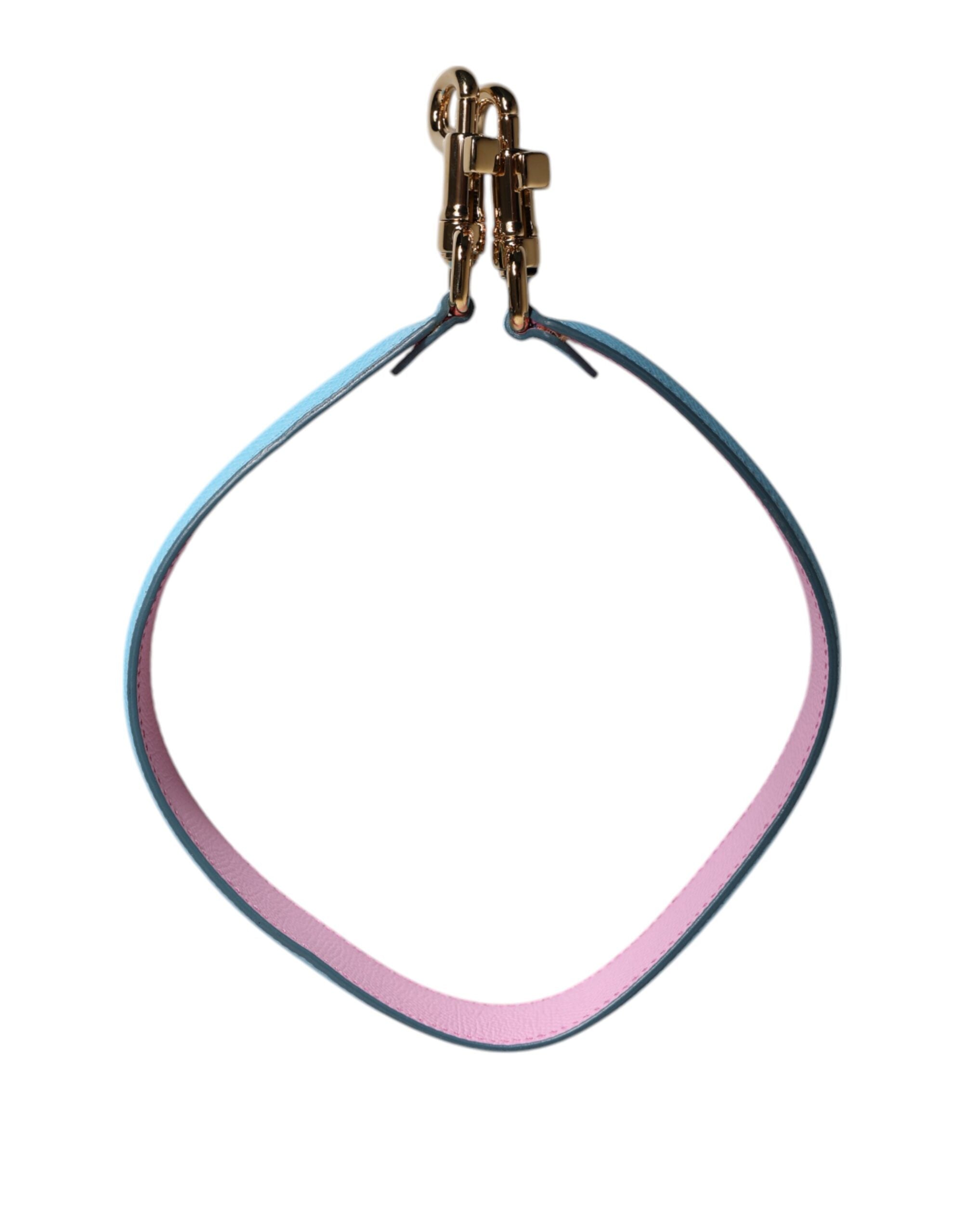 Dolce & Gabbana Pink Blue Leather Bag with Handle and Shoulder Strap