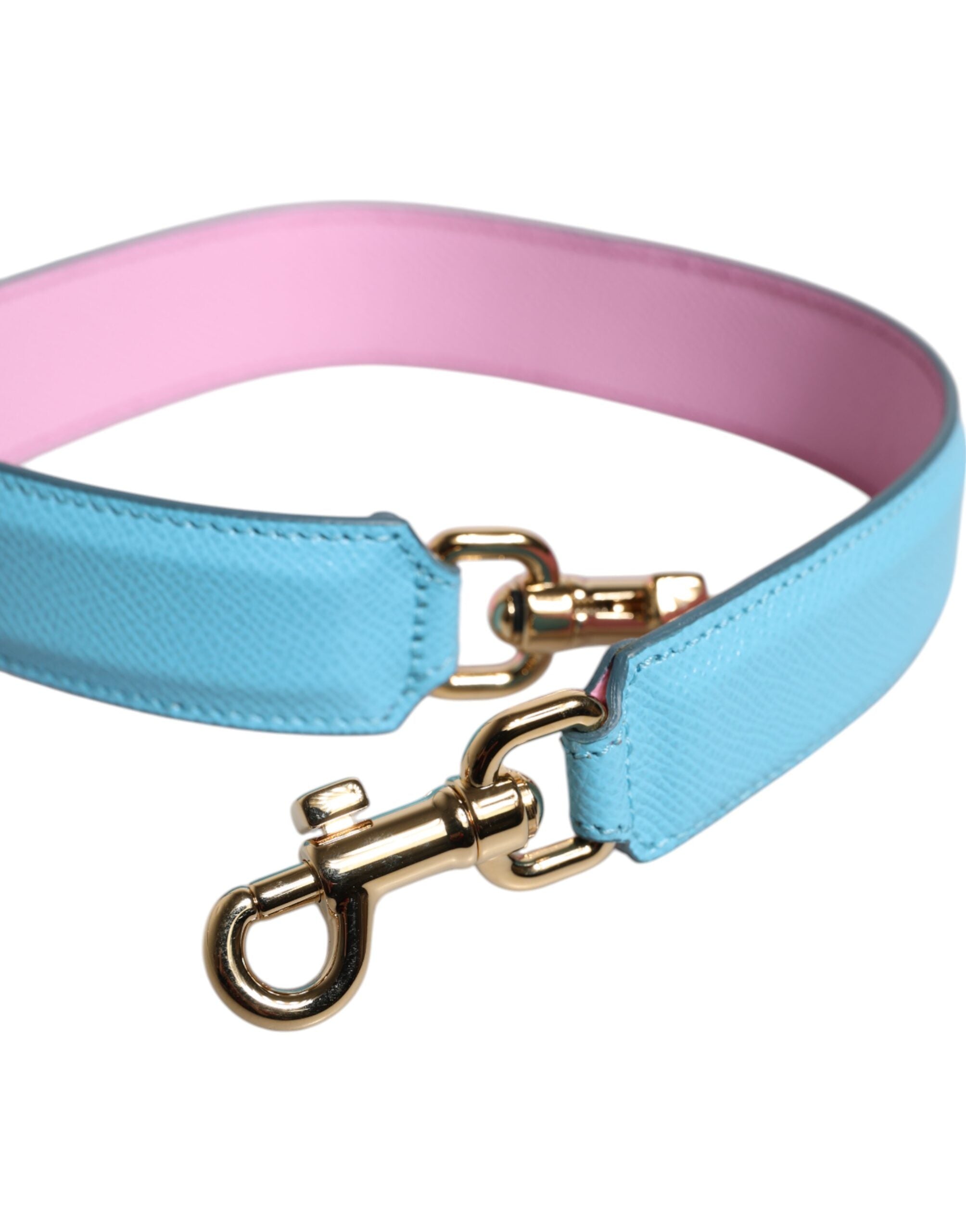 Dolce & Gabbana Pink Blue Leather Bag with Handle and Shoulder Strap