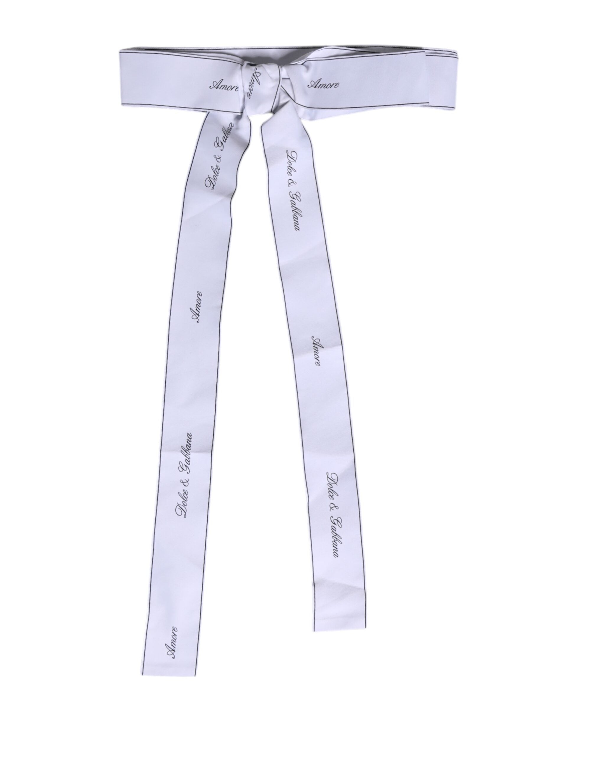 Dolce & Gabbana Weißes Taillenband Breite Schleife Logo-Gürtel