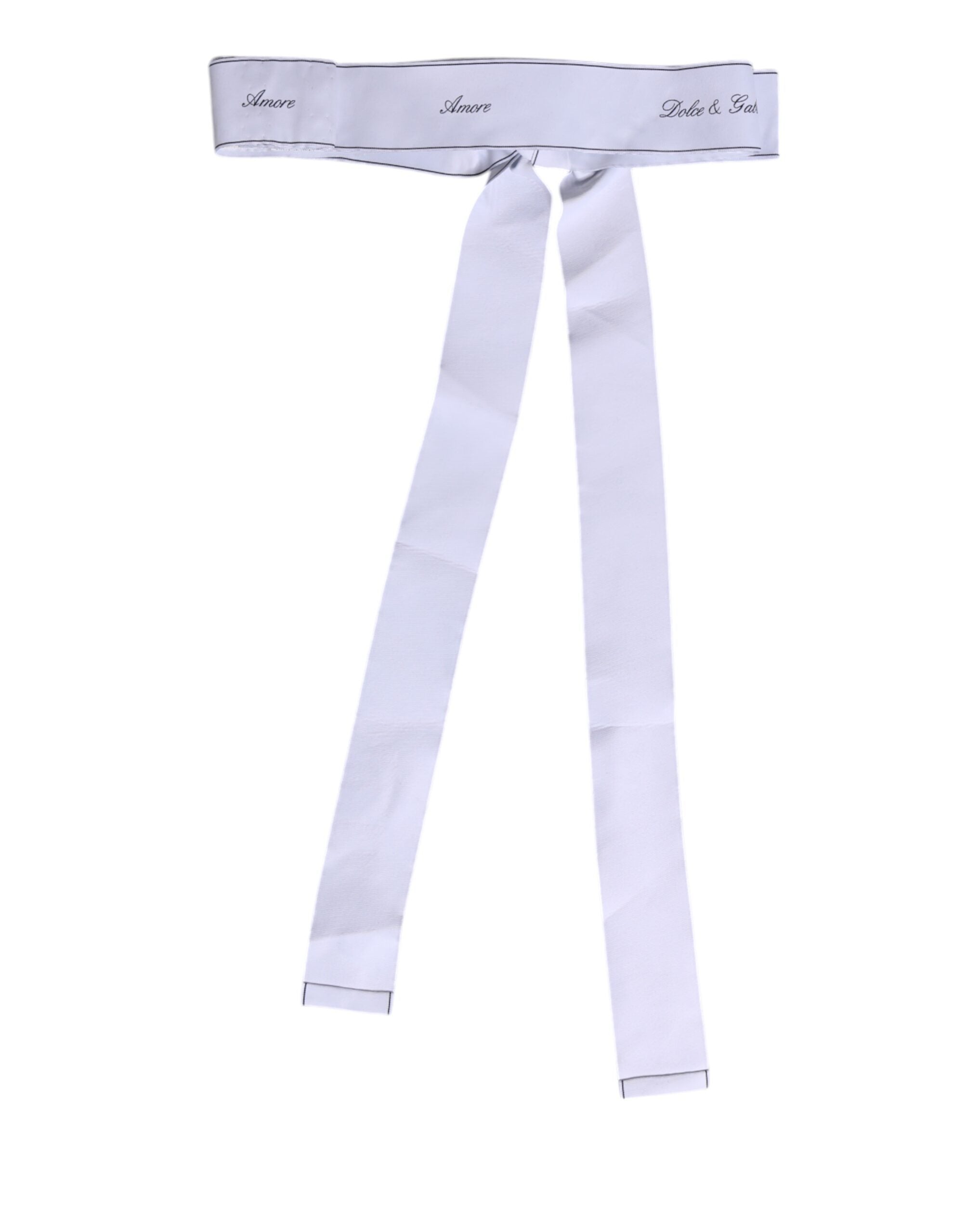 Dolce & Gabbana Weißes Taillenband Breite Schleife Logo-Gürtel