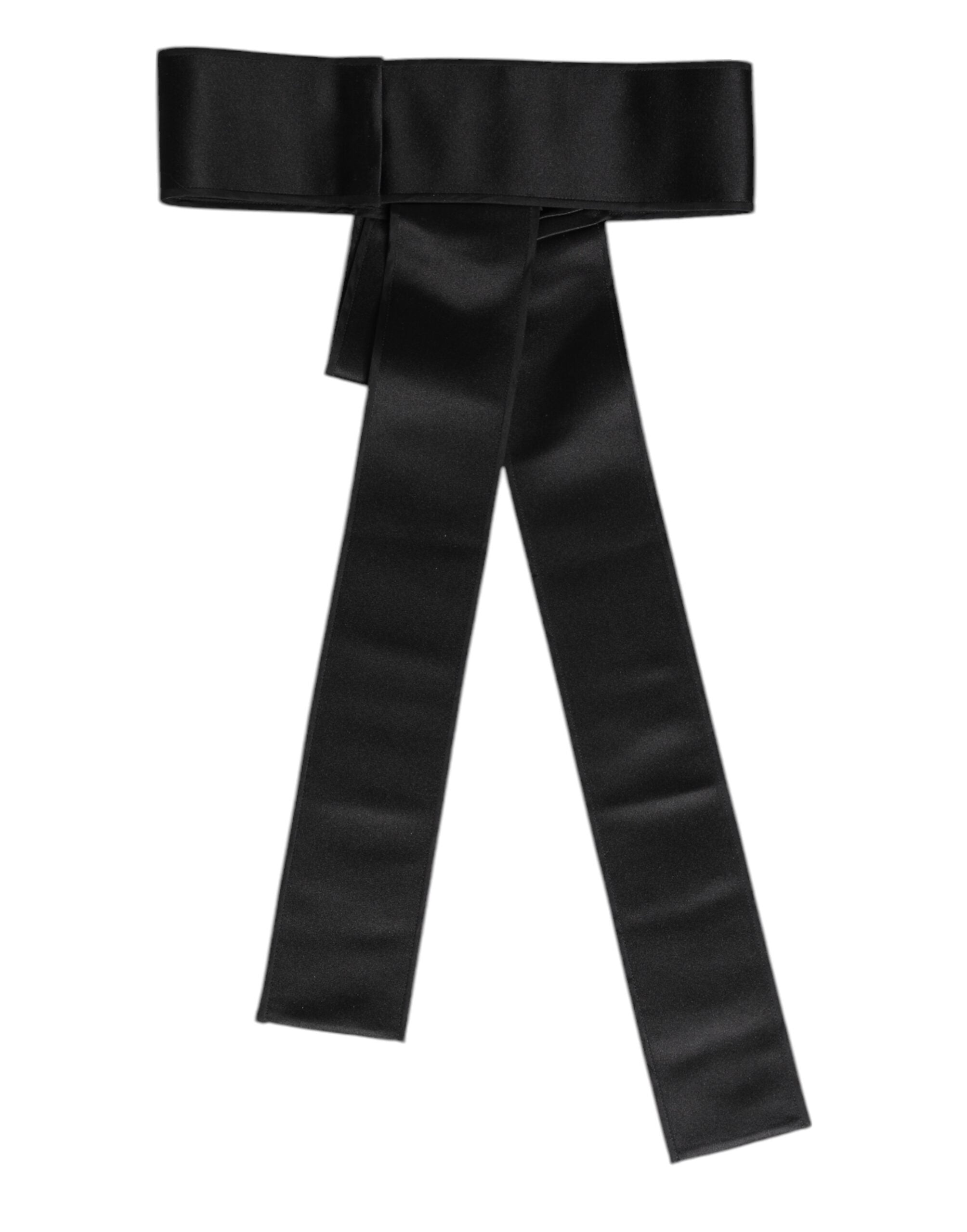 Dolce & Gabbana Black Wide Satin Waist Belt
