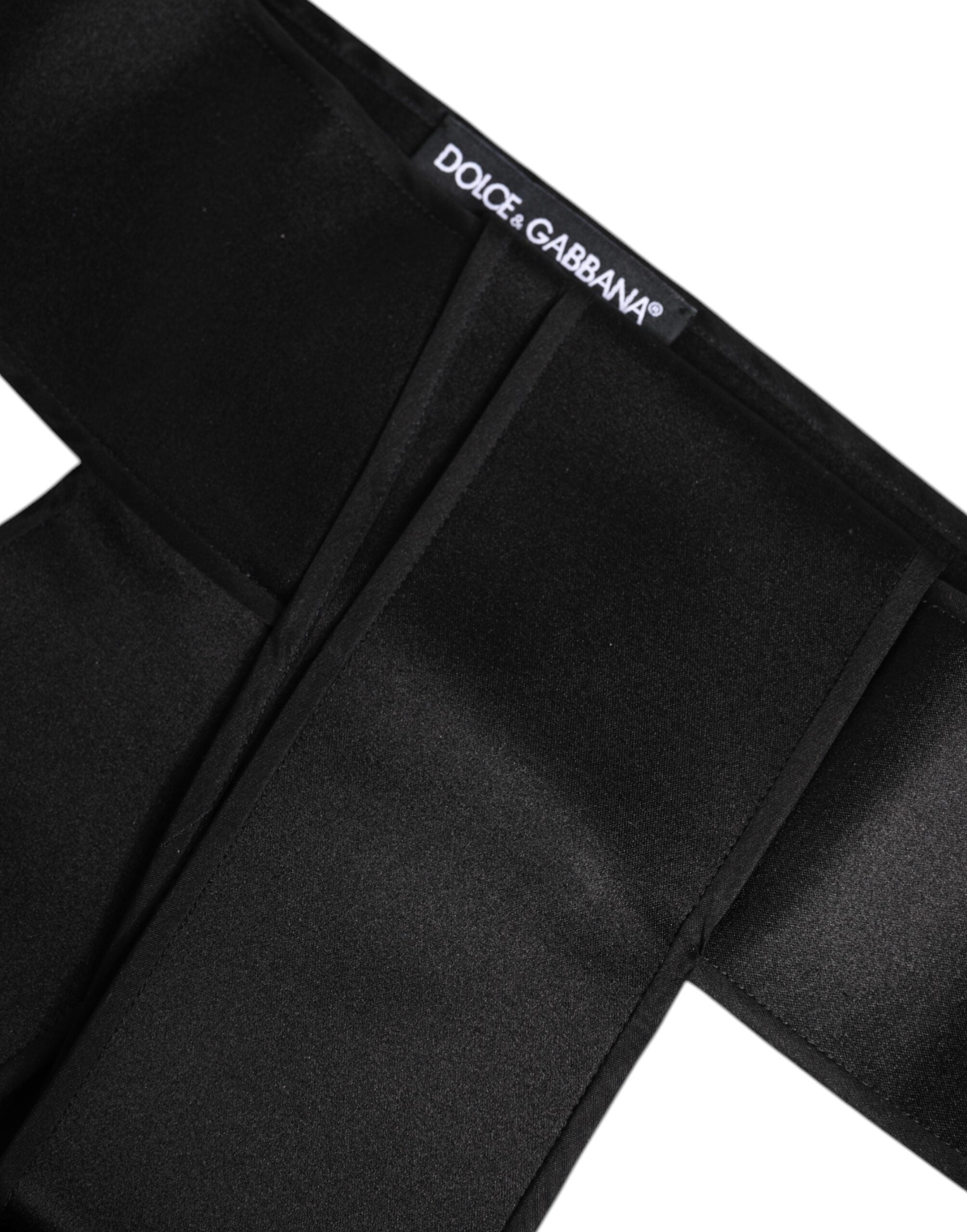 Dolce & Gabbana Black Wide Satin Waist Belt