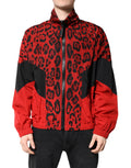 Dolce & Gabbana Red Leopard Nylon Full-Zip Bomber Jacket