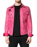 Dolce & Gabbana Pink Crystal-Embellished Cotton Denim Jacket