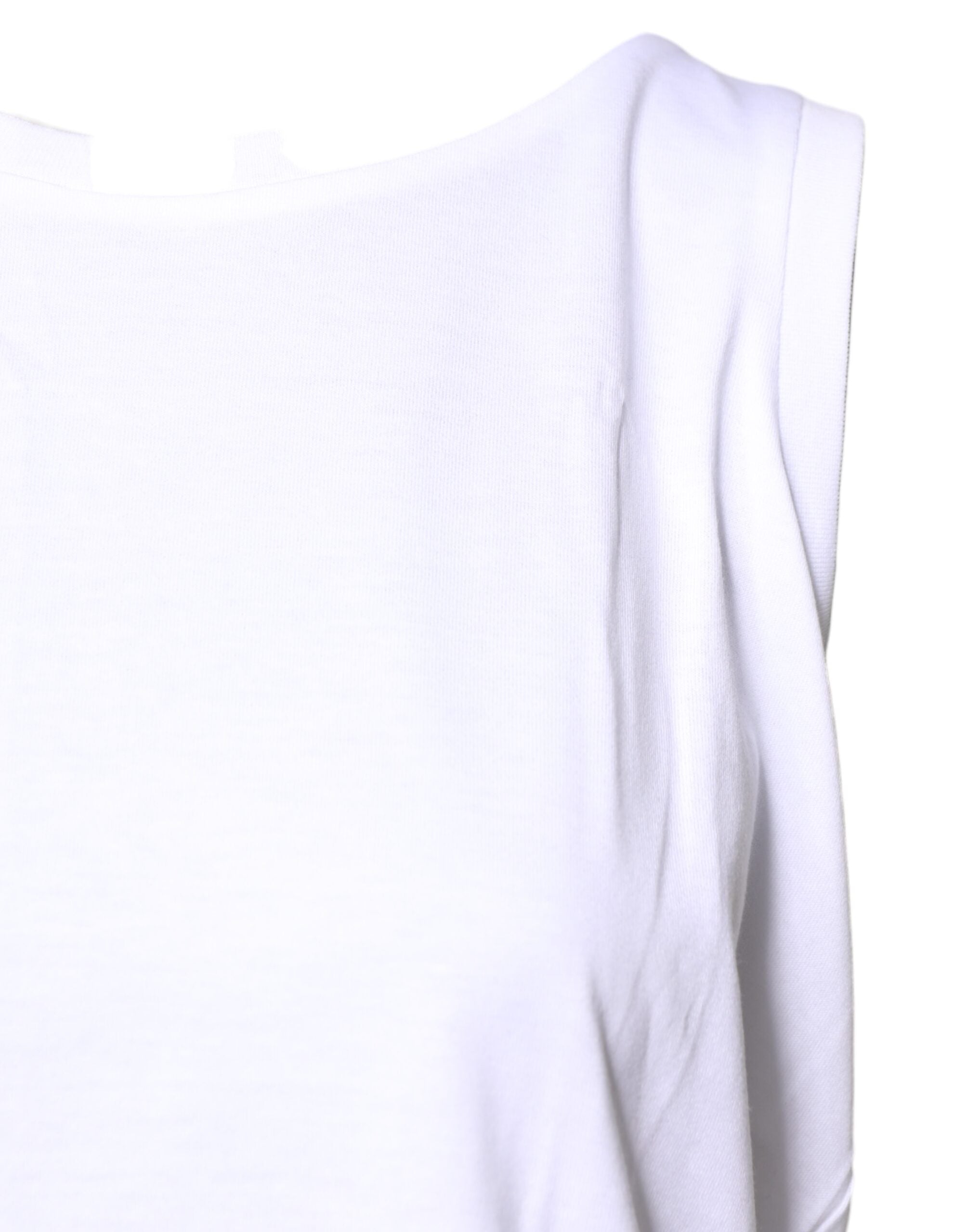 Dolce & Gabbana Weißes ärmelloses T-Shirt mit Rundhalsausschnitt aus Baumwolle