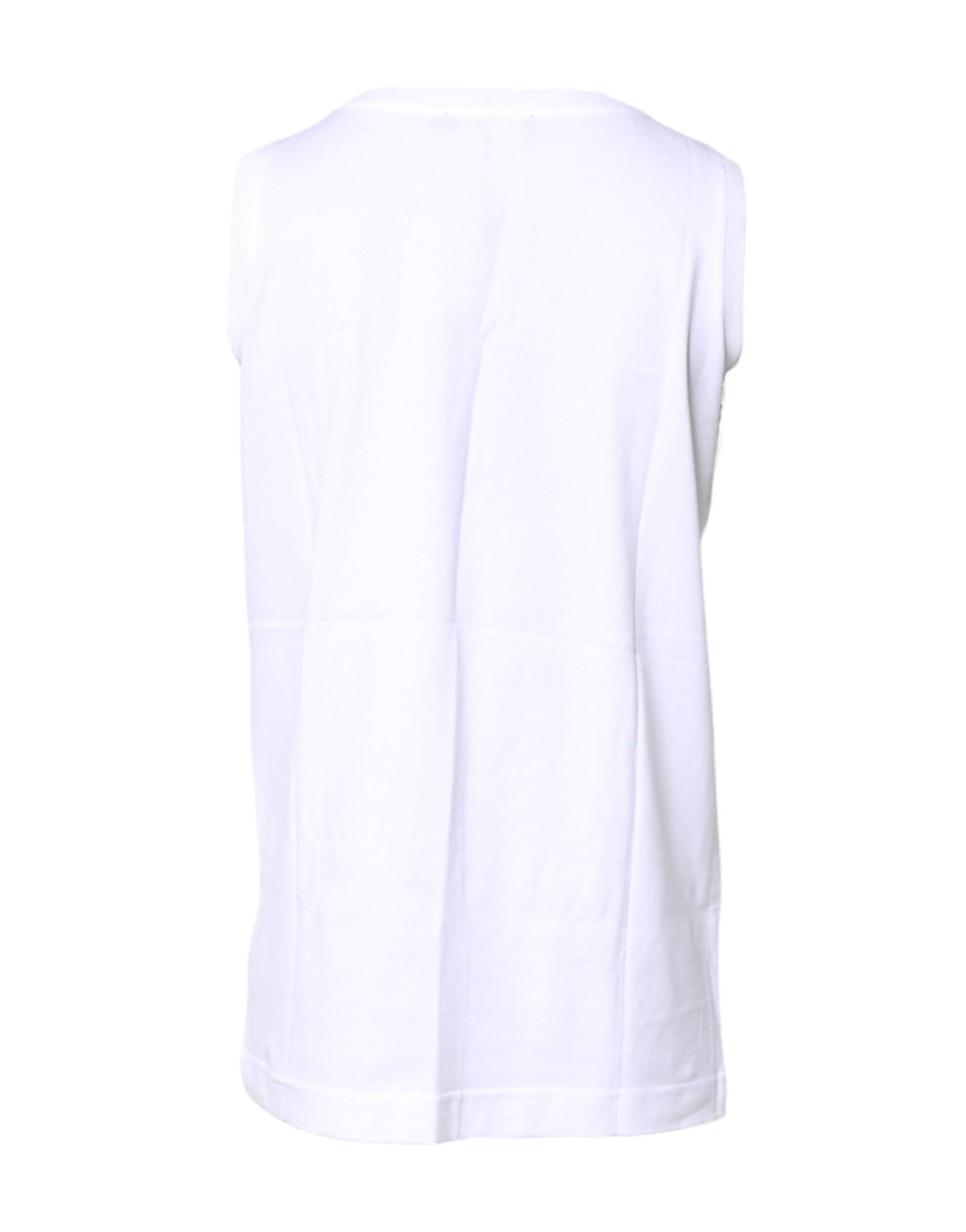 Dolce & Gabbana Weißes ärmelloses T-Shirt mit Rundhalsausschnitt aus Baumwolle