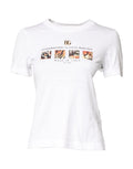 Dolce & Gabbana Weißes T-Shirt mit Rundhalsausschnitt und Grafikdruck aus Baumwolle