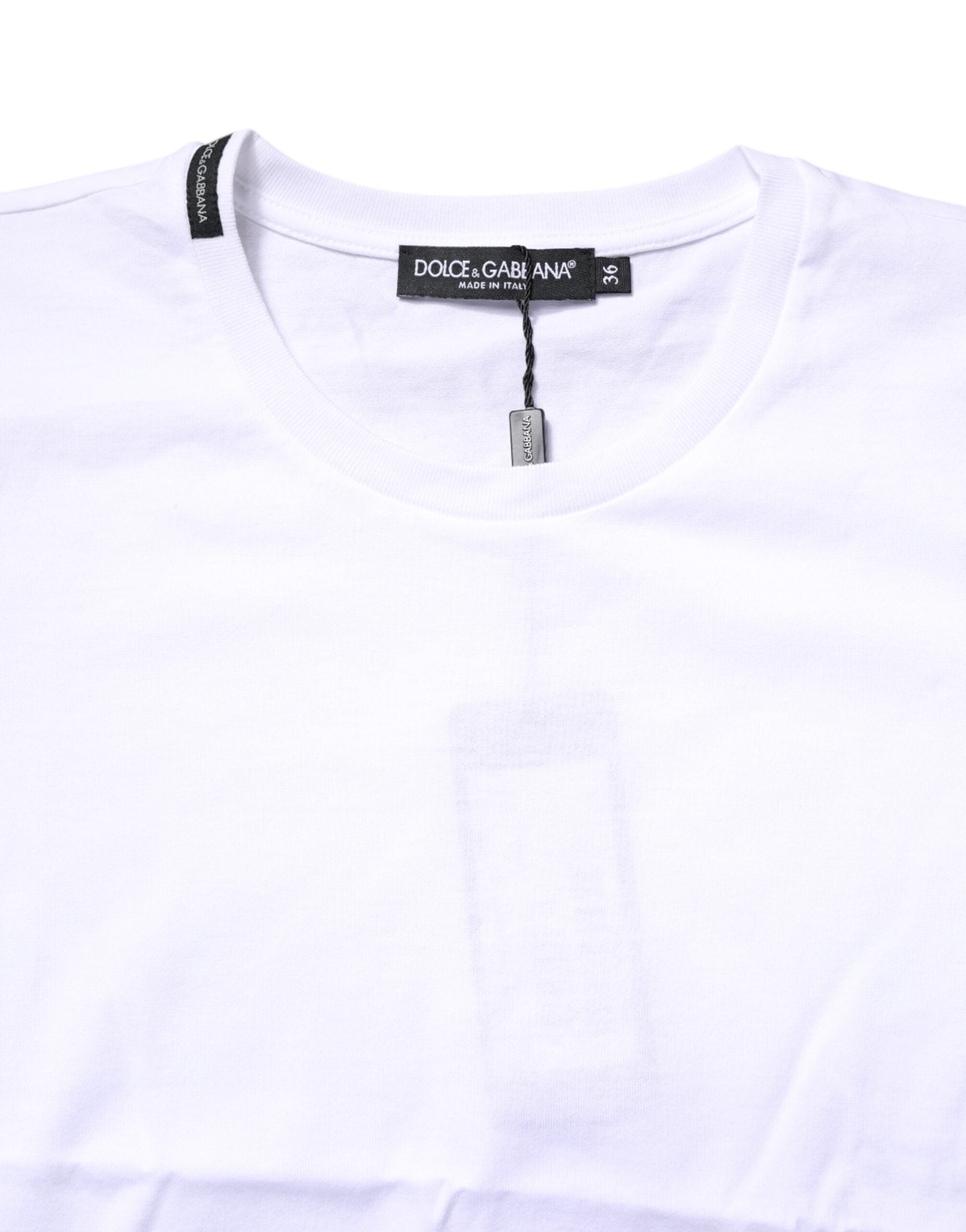 Dolce & Gabbana Weißes Baumwoll-T-Shirt mit Rundhalsausschnitt und kurzen Ärmeln