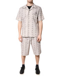 Dolce & Gabbana Beige Floral Print Baumwolle Männer Pyjama Set Schlafanzug