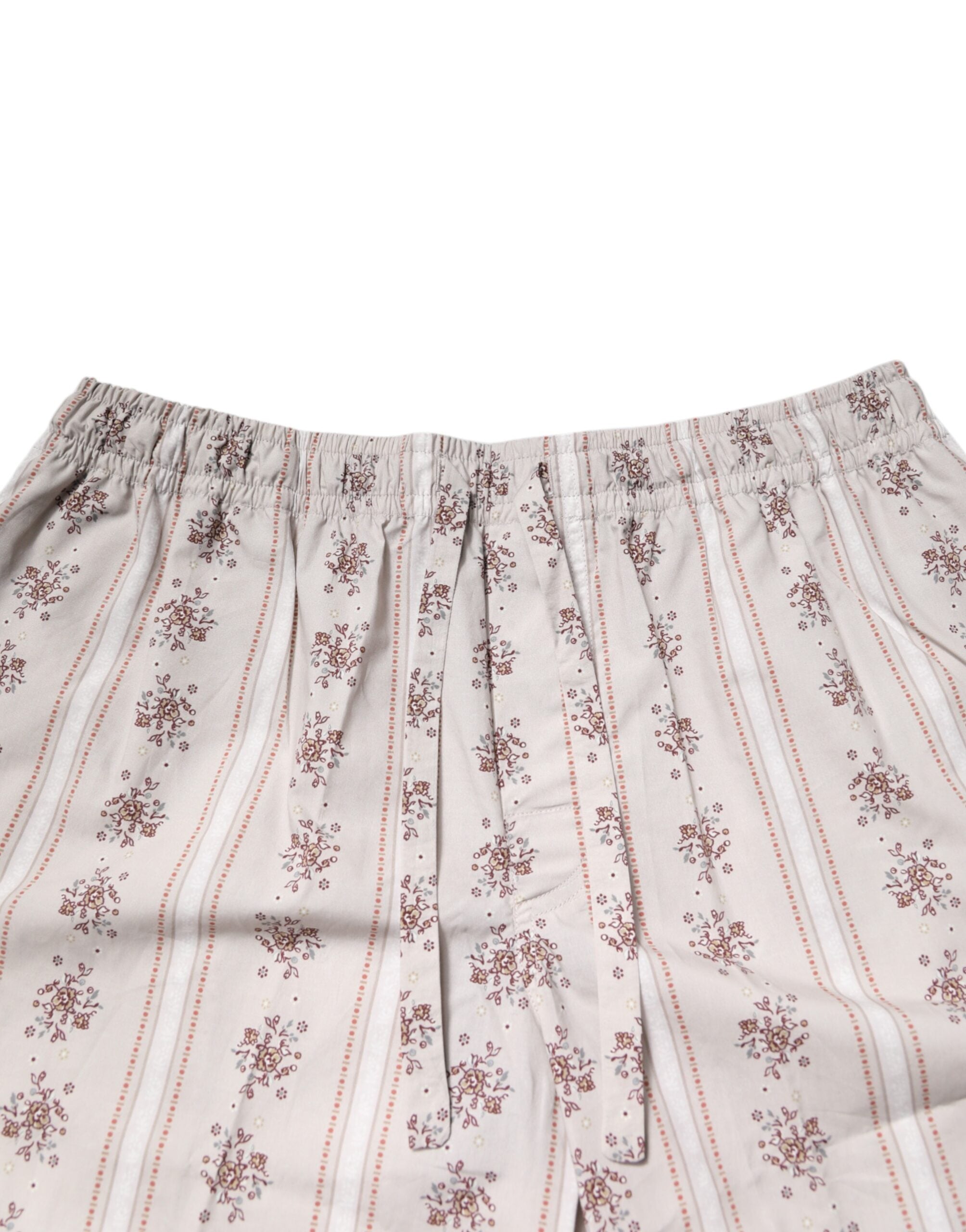 Dolce & Gabbana Beige Floral Print Baumwolle Männer Pyjama Set Schlafanzug