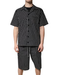Dolce & Gabbana Black White Stripe Cotton Men's Pajama Set Sleepwear