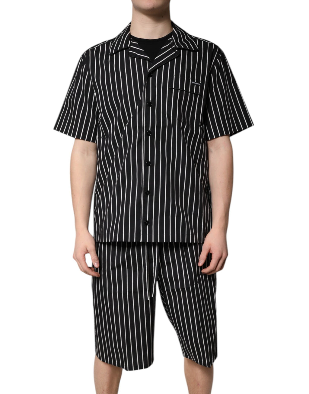 Dolce & Gabbana Black White Stripe Cotton Men's Pajama Set Sleepwear