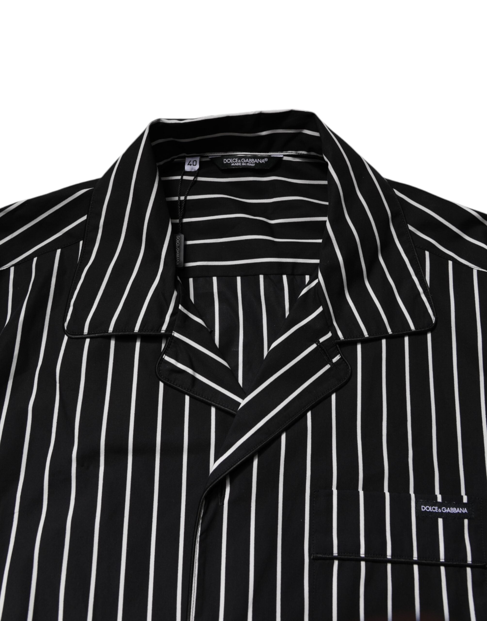 Dolce & Gabbana Black White Stripe Cotton Men's Pajama Set Sleepwear