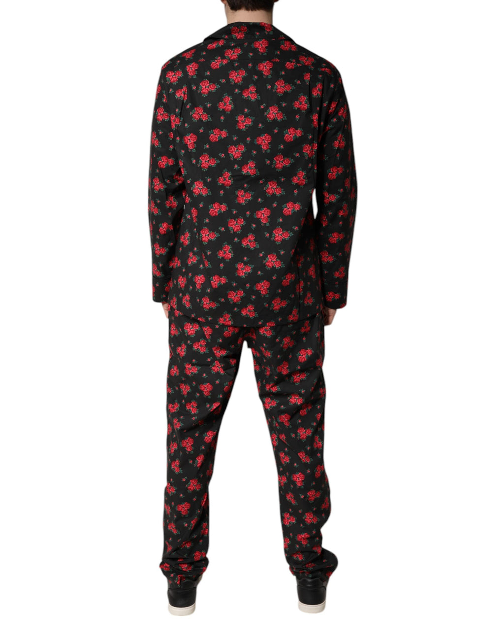 Dolce & Gabbana Black Floral Print Cotton Men's Pajama Set