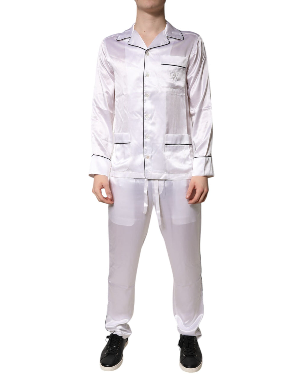 Dolce & Gabbana White Satin Silk Men's Pajama Set