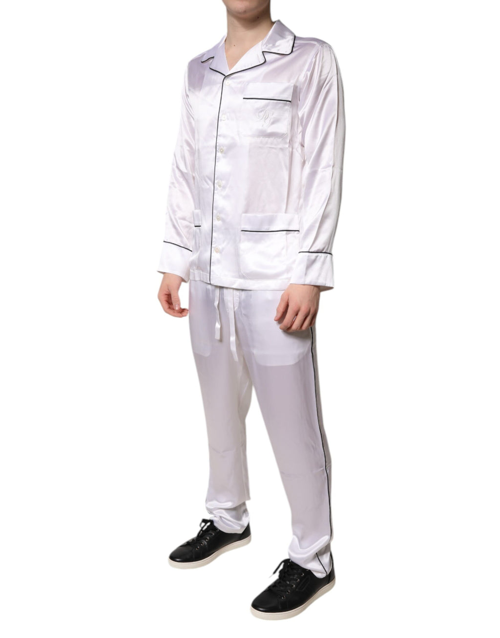 Dolce & Gabbana White Satin Silk Men's Pajama Set