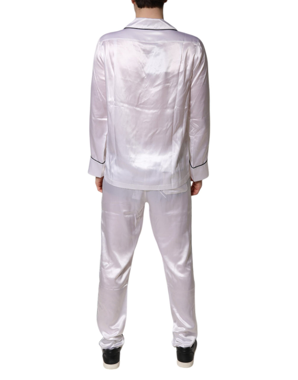 Dolce & Gabbana White Satin Silk Men's Pajama Set