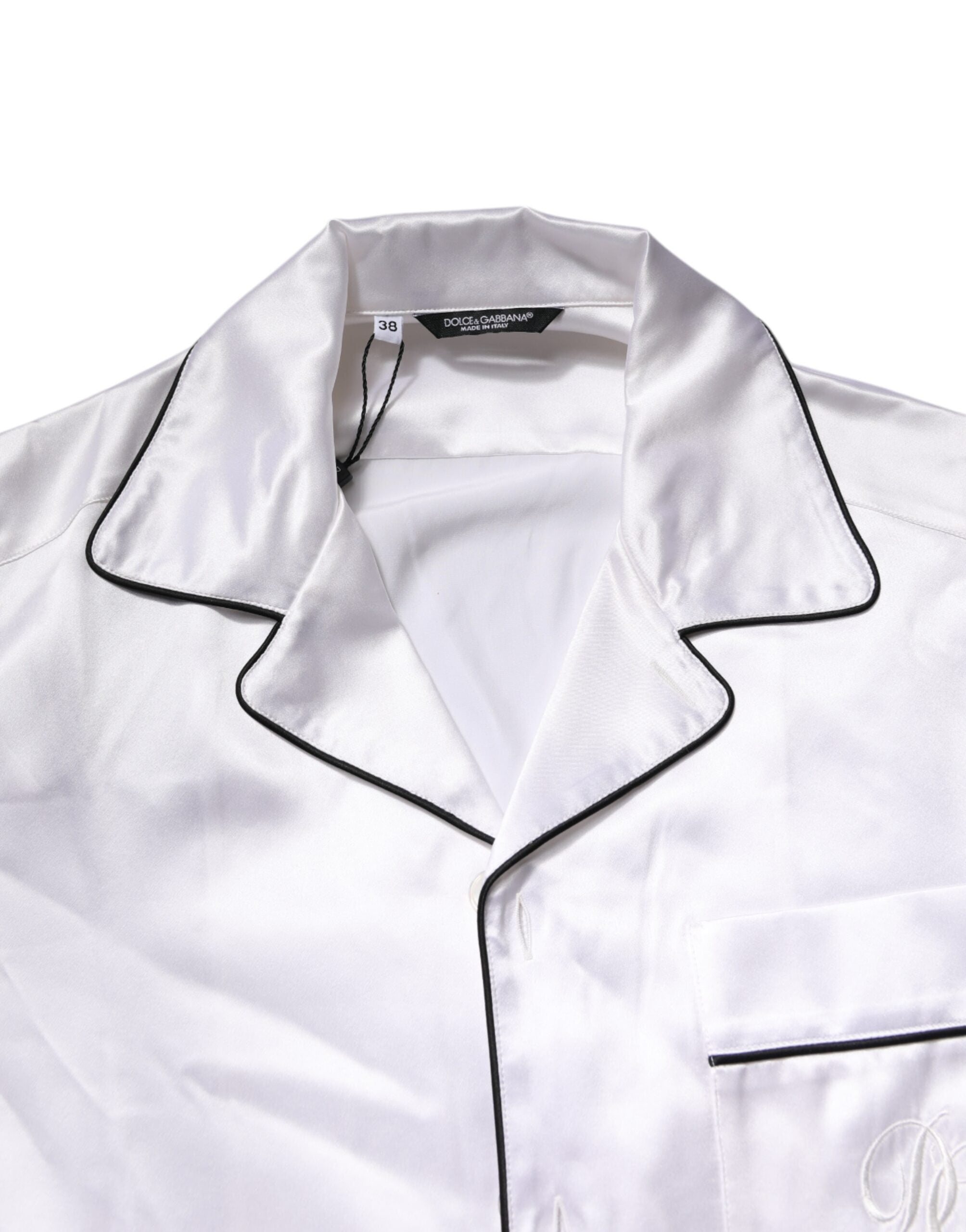 Dolce & Gabbana White Satin Silk Men's Pajama Set