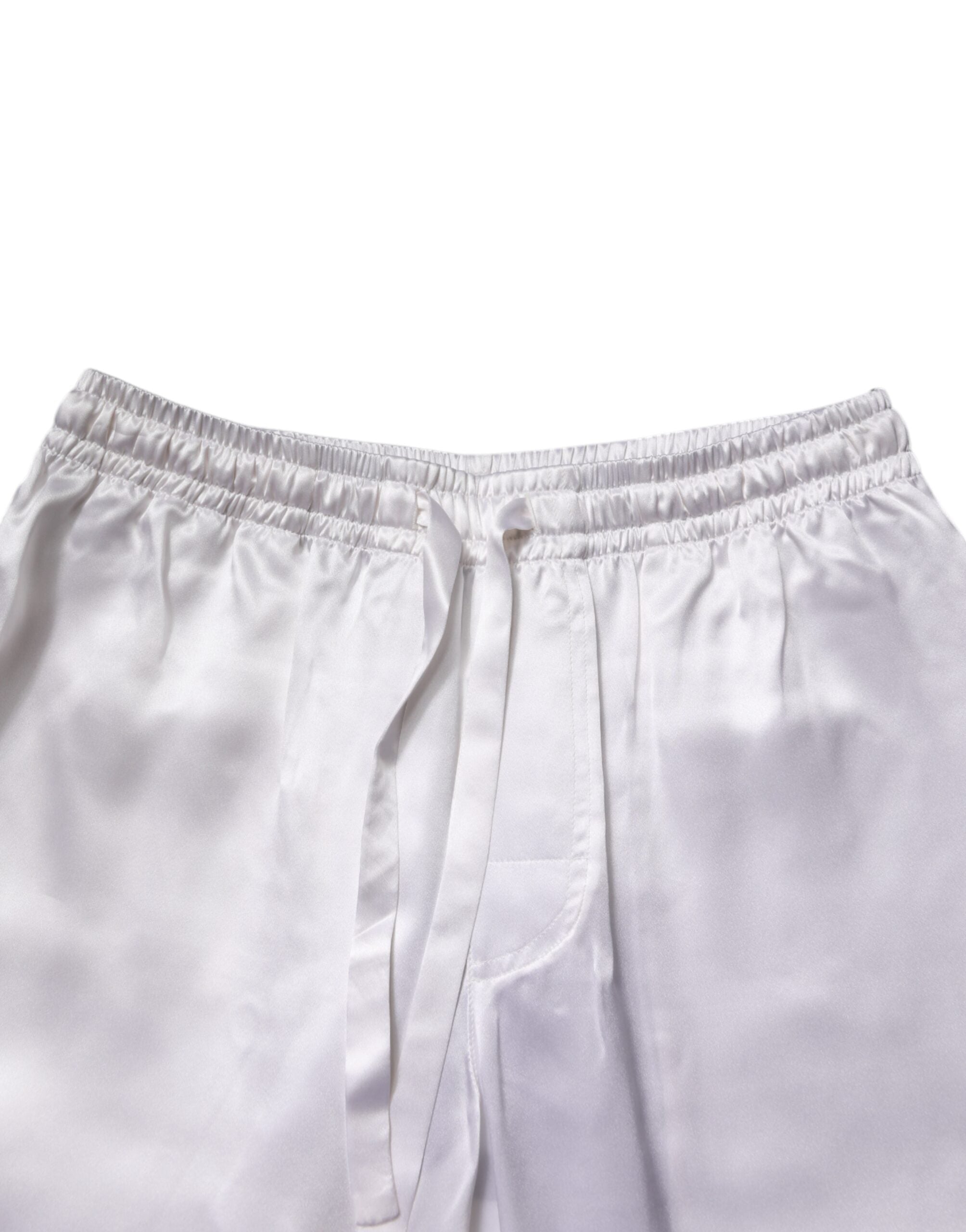 Dolce & Gabbana White Satin Silk Men's Pajama Set