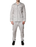 Dolce & Gabbana White Black Stripe Cotton Men's Pajama Set Nightwear