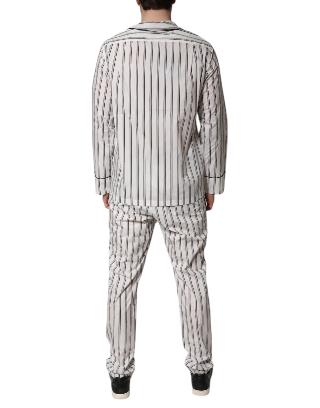 Dolce & Gabbana White Black Stripe Cotton Men's Pajama Set Nightwear