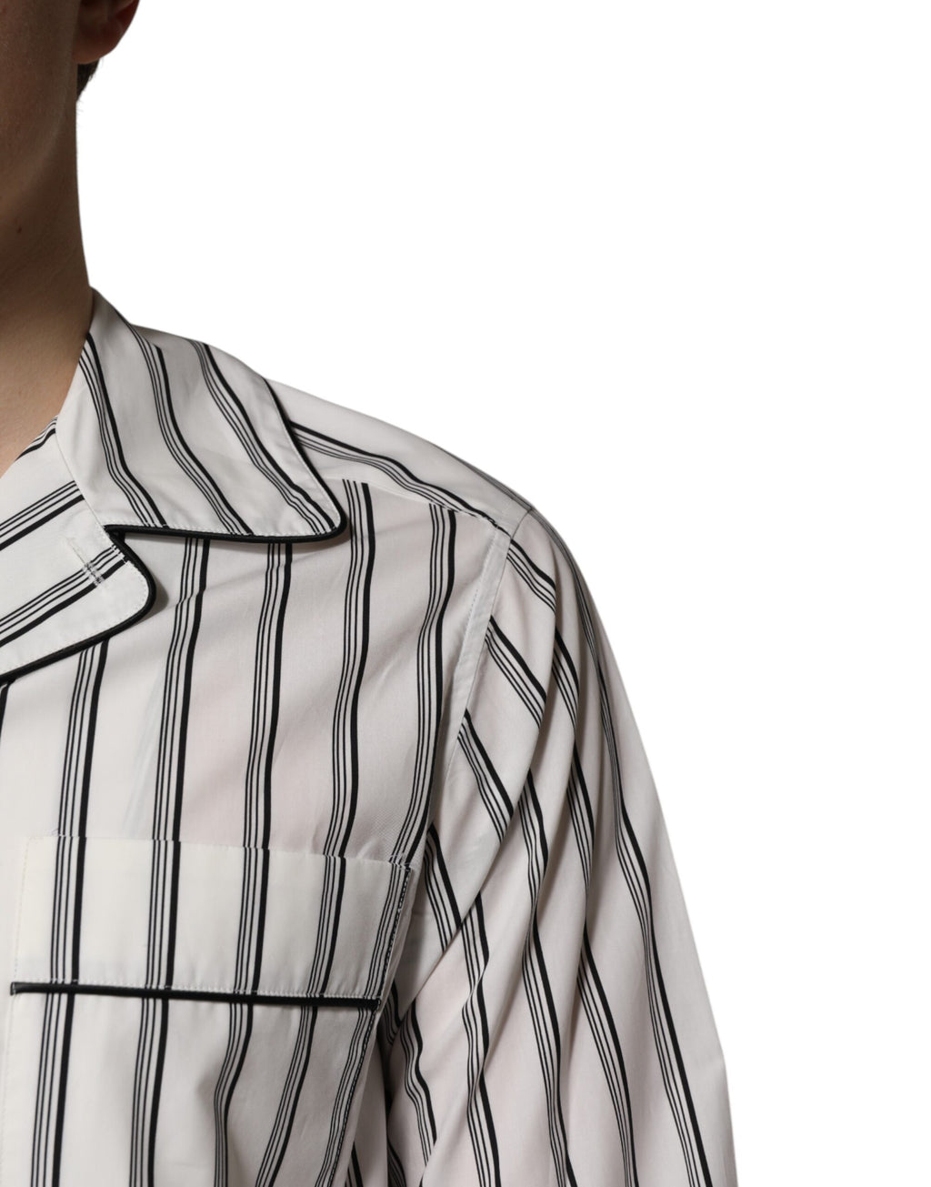 Dolce & Gabbana White Black Stripe Cotton Men's Pajama Set Nightwear
