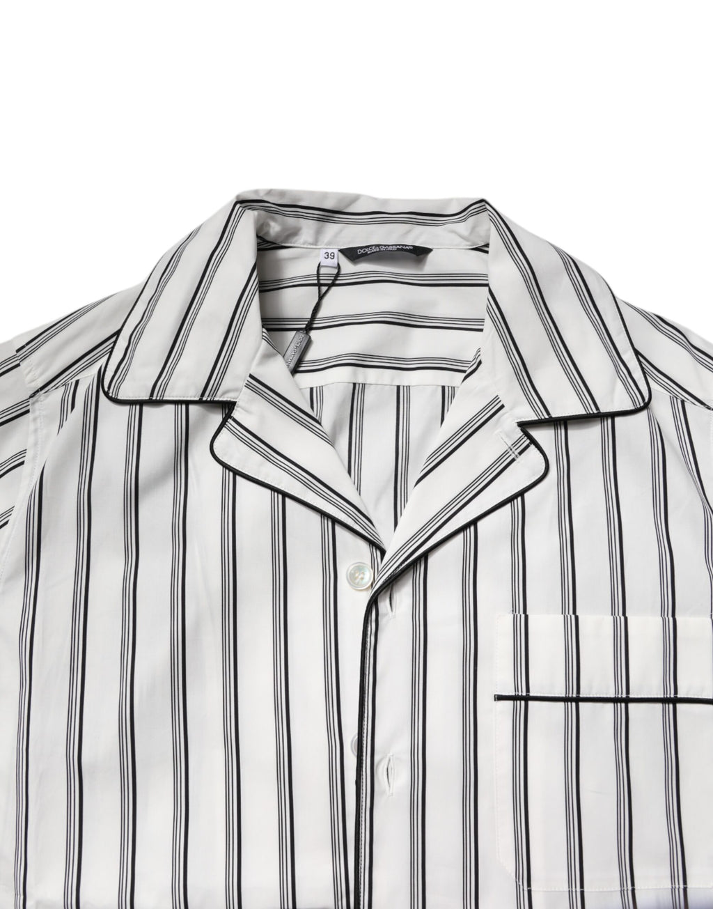 Dolce & Gabbana White Black Stripe Cotton Men's Pajama Set Nightwear