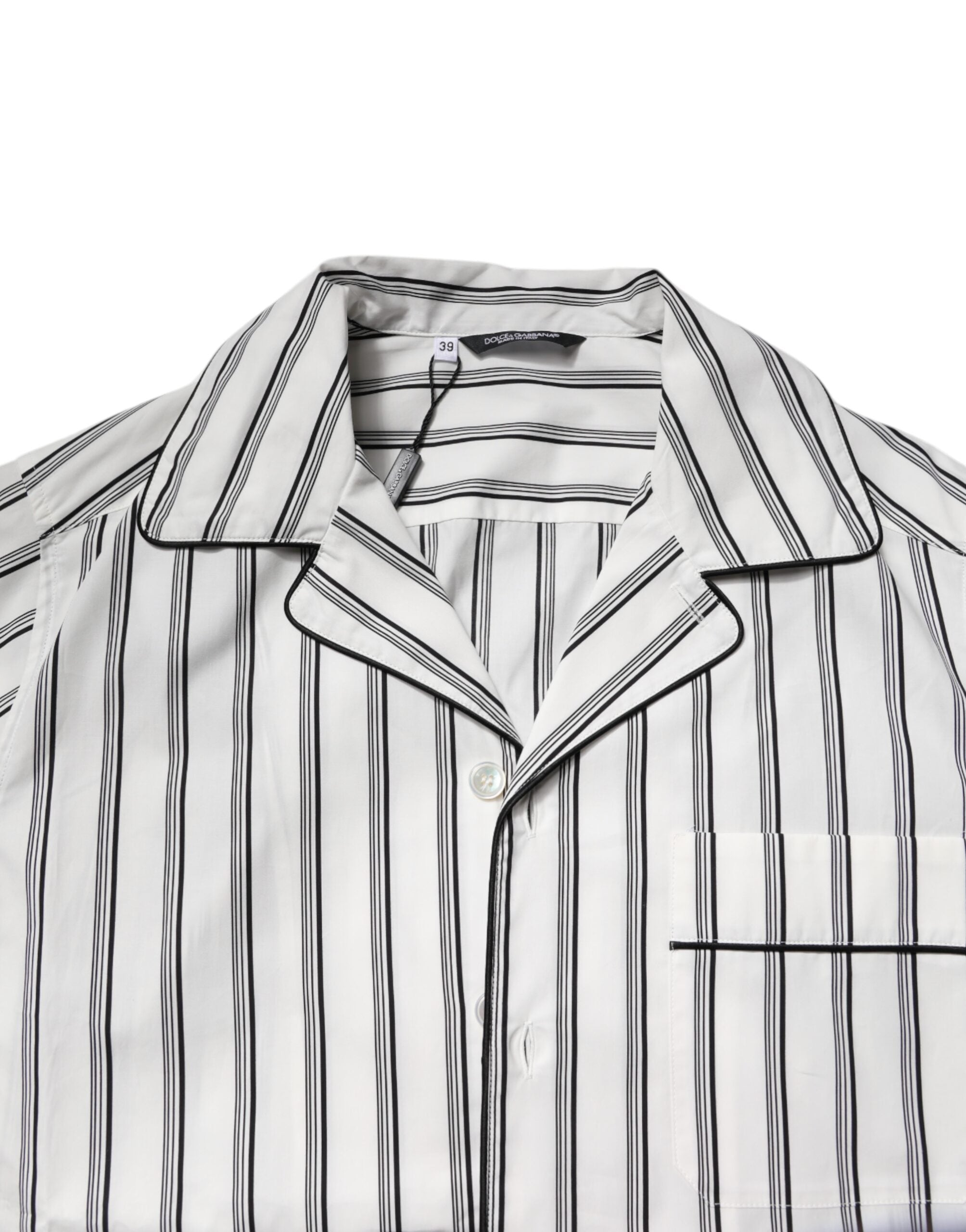 Dolce & Gabbana White Black Stripe Cotton Men's Pajama Set Nightwear