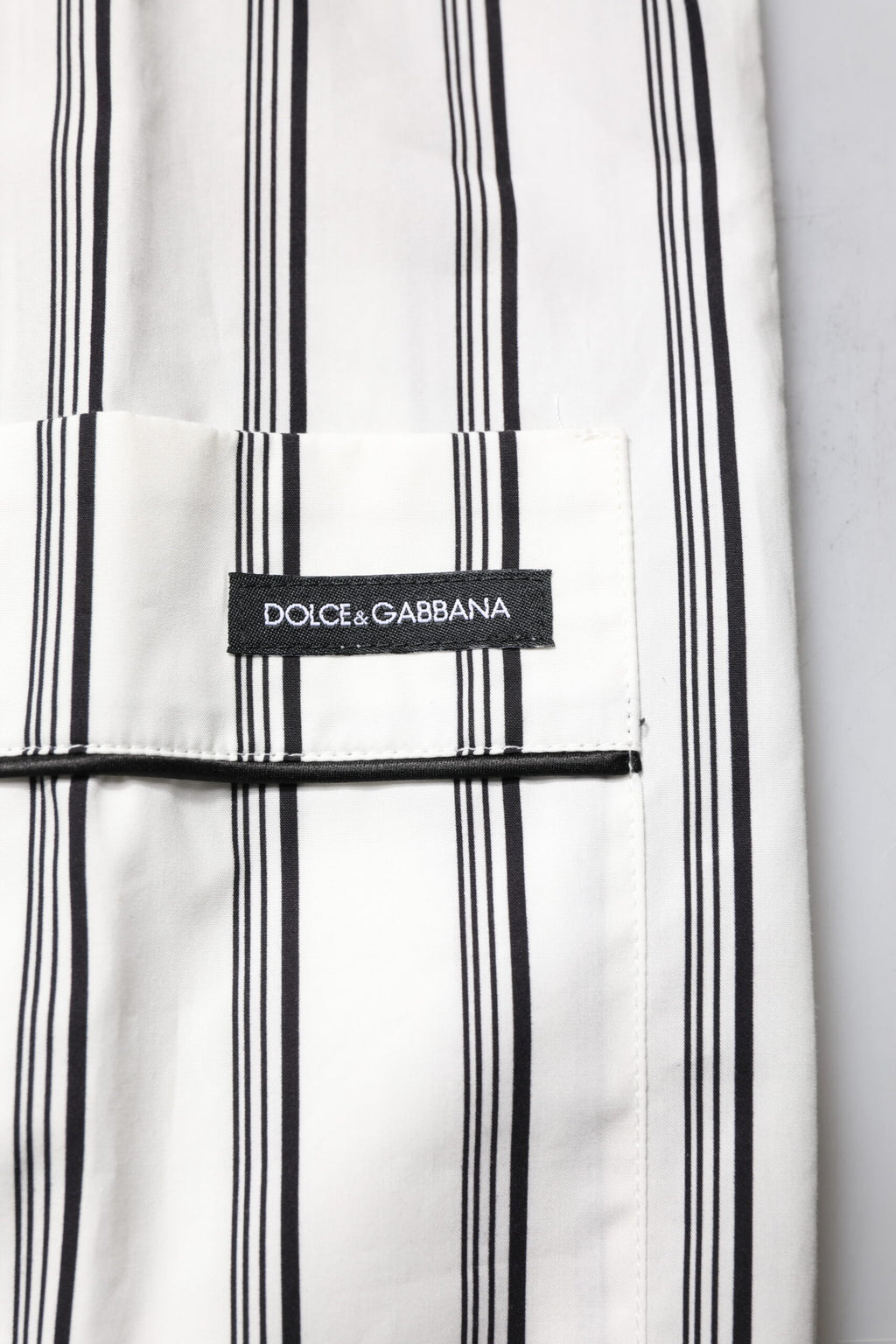 Dolce & Gabbana White Black Stripe Cotton Men's Pajama Set Nightwear