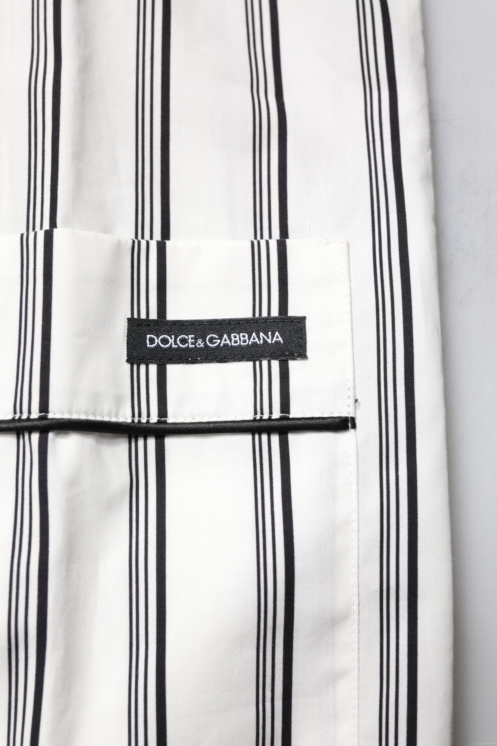 Dolce & Gabbana White Black Stripe Cotton Men's Pajama Set Nightwear
