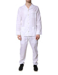 Dolce & Gabbana Weißes Baumwollhemd Hose Pyjama Set Schlafanzug