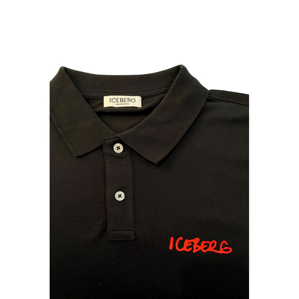 Iceberg Schwarzes Baumwoll-Poloshirt