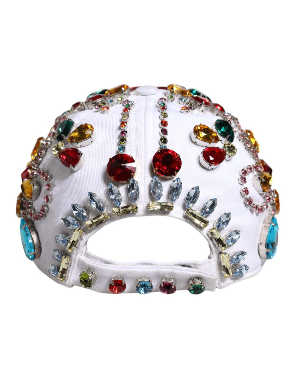 Dolce & Gabbana White Multicolor Crystal Embellished Baseball Cap