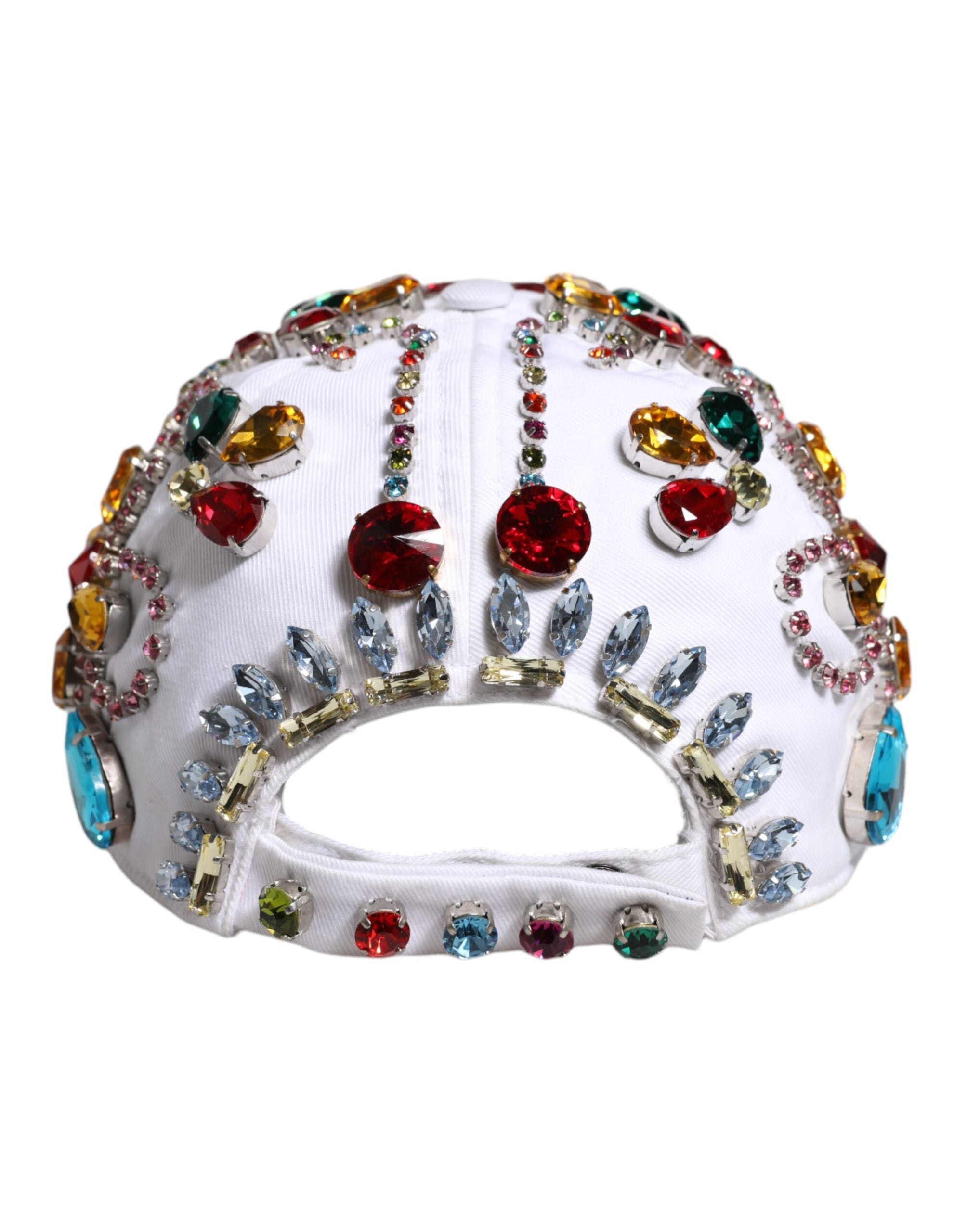 Dolce & Gabbana White Multicolor Crystal Embellished Baseball Cap