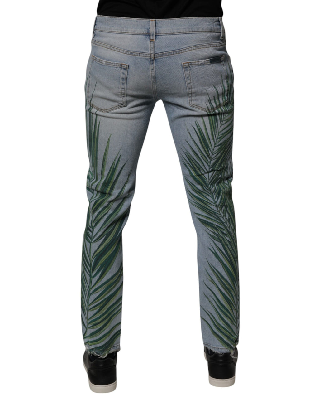 Dolce & Gabbana Hellblaue Blatt-Baumwolle Klassische Herren Denim Jeans