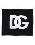 Dolce & Gabbana Black White Logo-Print Knitted Neck Warmer Scarf