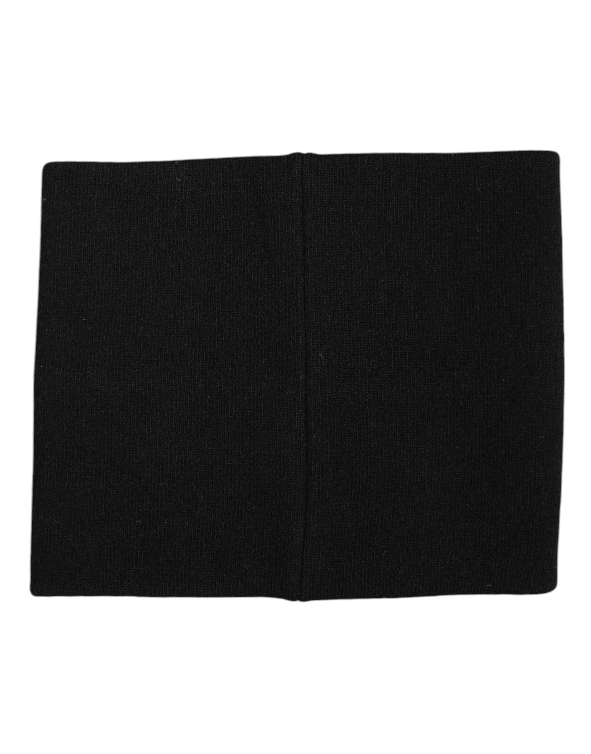 Dolce & Gabbana Black White Logo-Print Knitted Neck Warmer Scarf
