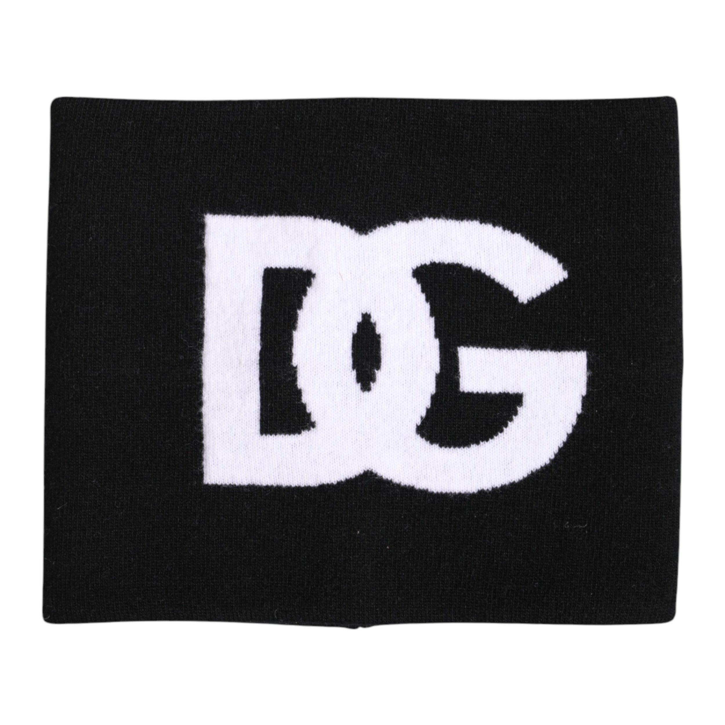 Dolce & Gabbana Black White Logo-Print Knitted Neck Warmer Scarf