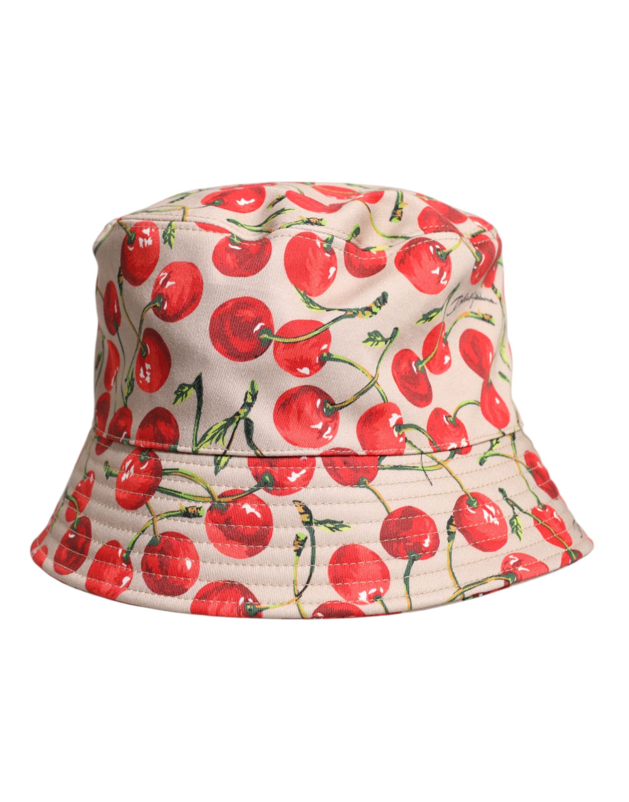 Dolce & Gabbana Beige Baumwolle bedruckt breite Krempe Eimer Hut