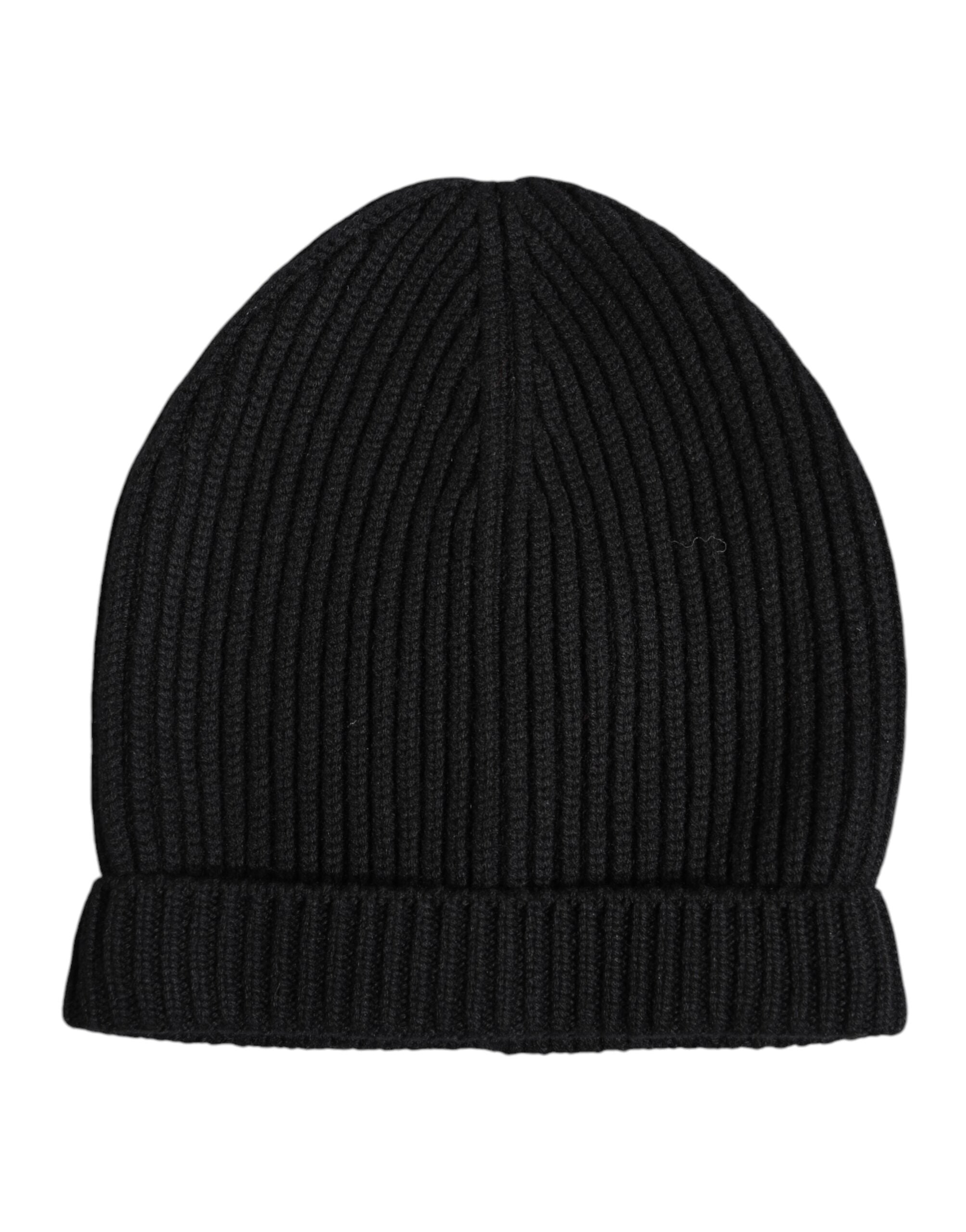 Dolce & Gabbana Black Cashmere Knit Winter Beanie