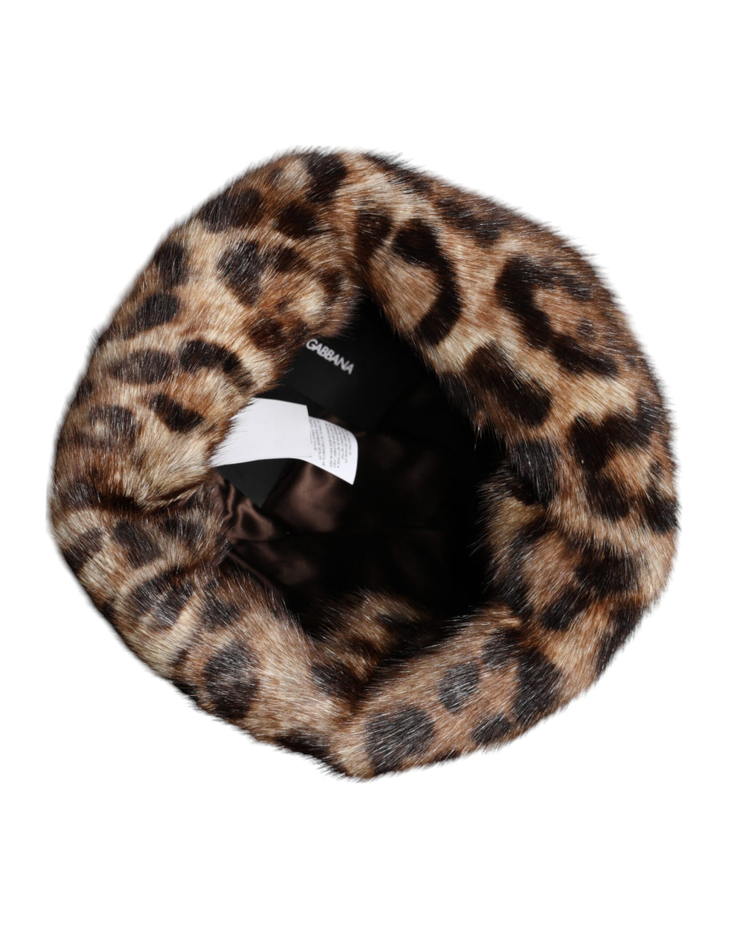 Dolce & Gabbana Brown Leopard Faux Fur Women's Bucket Hat