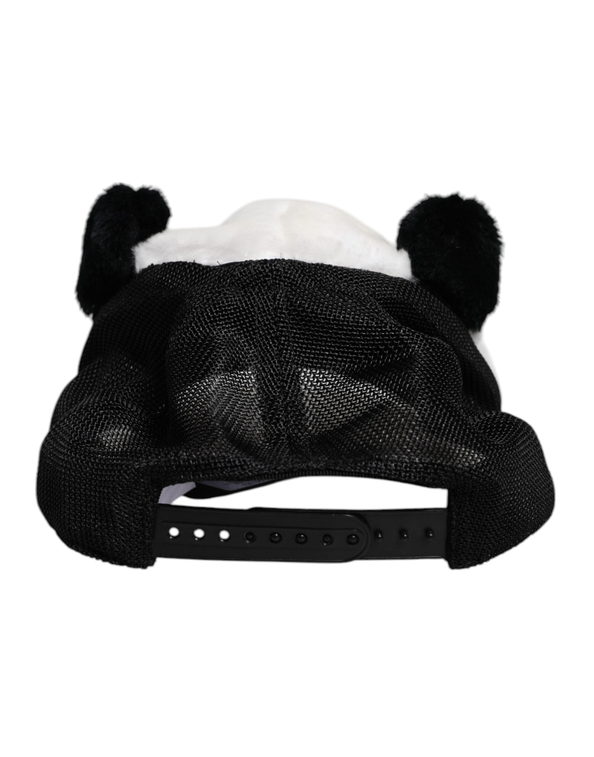 Dolce & Gabbana Schwarzer weißer Panda Pelz Frauen Baseballmütze