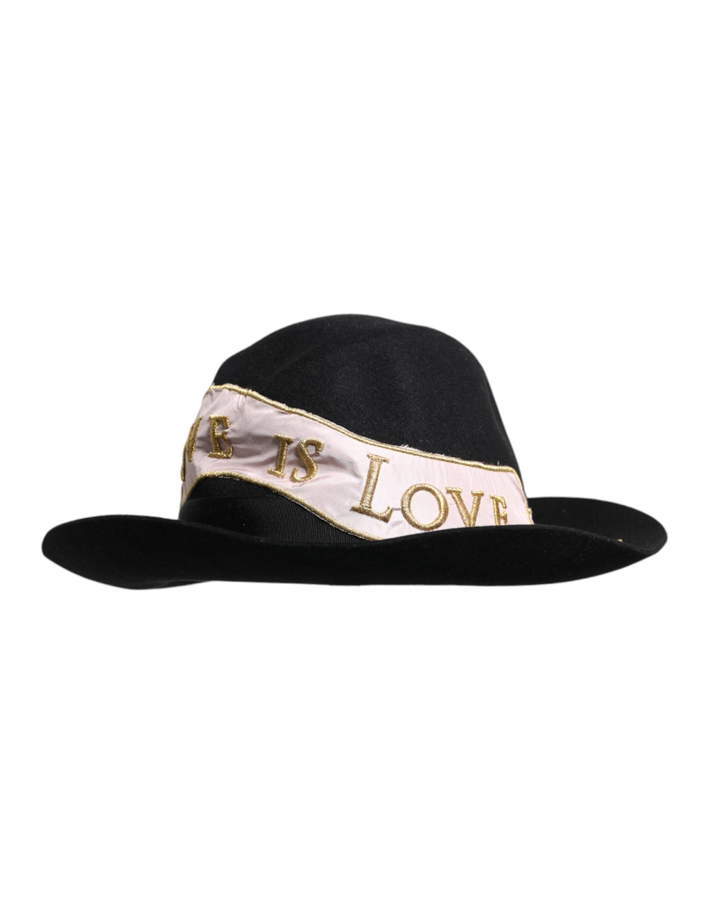 Dolce & Gabbana Women's Black Hat with Embroidered Logo and Wide Brim
