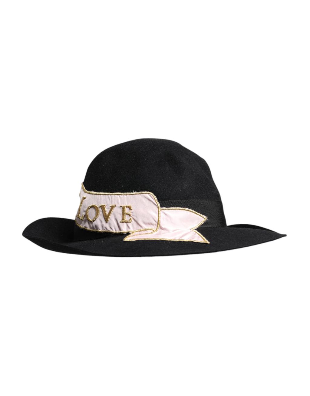 Dolce & Gabbana Women's Black Hat with Embroidered Logo and Wide Brim
