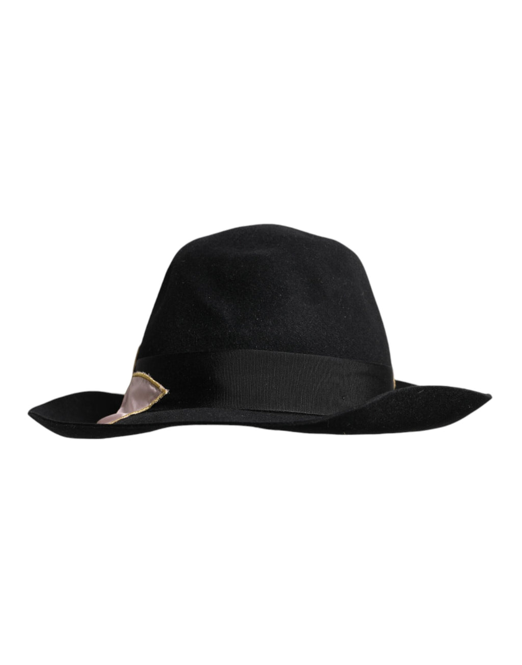Dolce & Gabbana Women's Black Hat with Embroidered Logo and Wide Brim